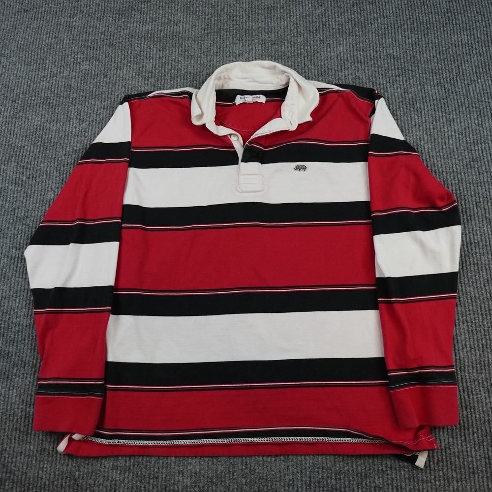 Vintage Ecko Unltd Rugby Shirt Mens Medium Red Black White Stripe Long Sleeve